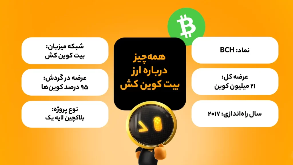 اینفوگرافی ویژگی‌های بنیادی ارز بیت کوین کش (BCH)