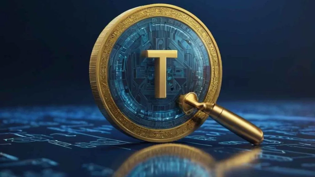 نماد تتر در یک سکه