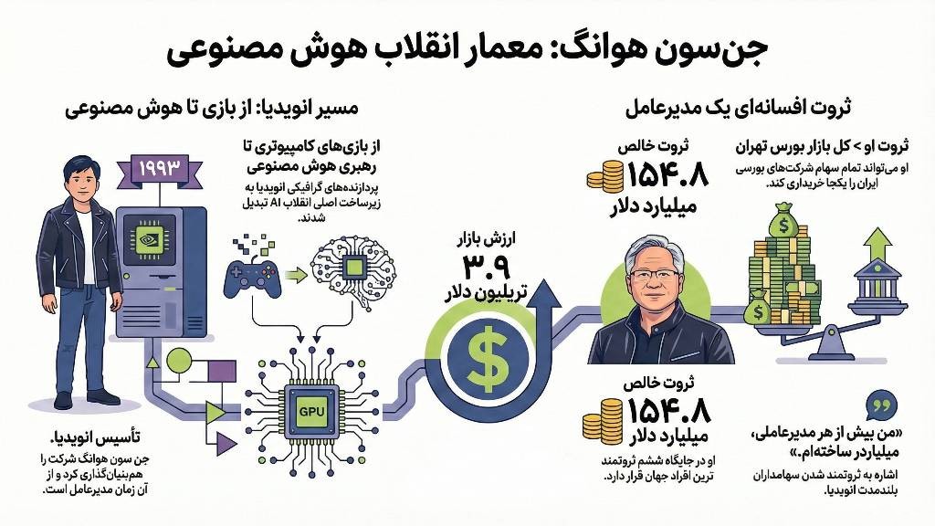 اینفوگرافی ثروت و شرکت جنسن هوانگ