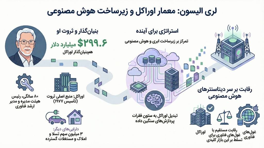 اینفوگرافی ثروت و شرکتهای لری الیسون
