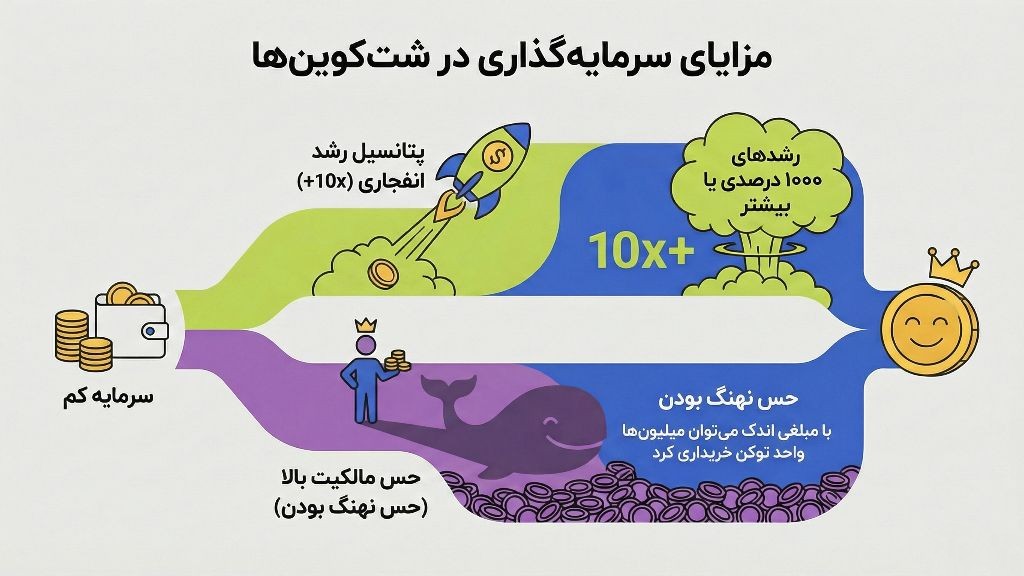 اینفوگرافی مزایای سرمایه گذاری در شت کوین