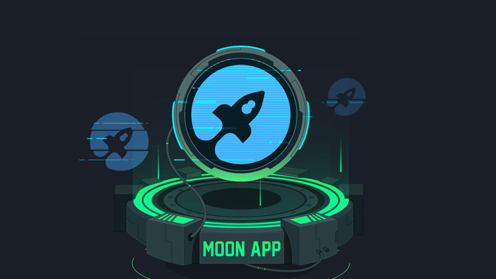 لوگو آبی ارز APP با طراحی یک دایره سبز زیر نماد کوین