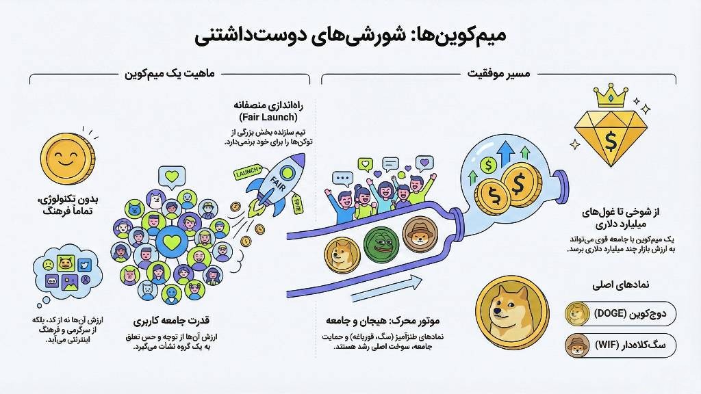 تصویری اینفوگرافی از تاریخچه میم کوین ها