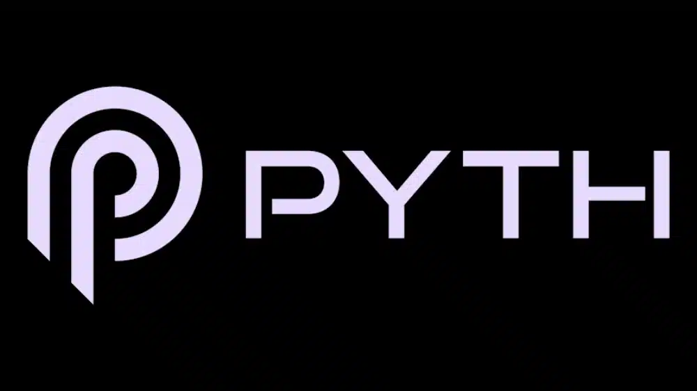 لوگو ارز پایث با نوشته PYTH سفید روی پس زمینه سیاه