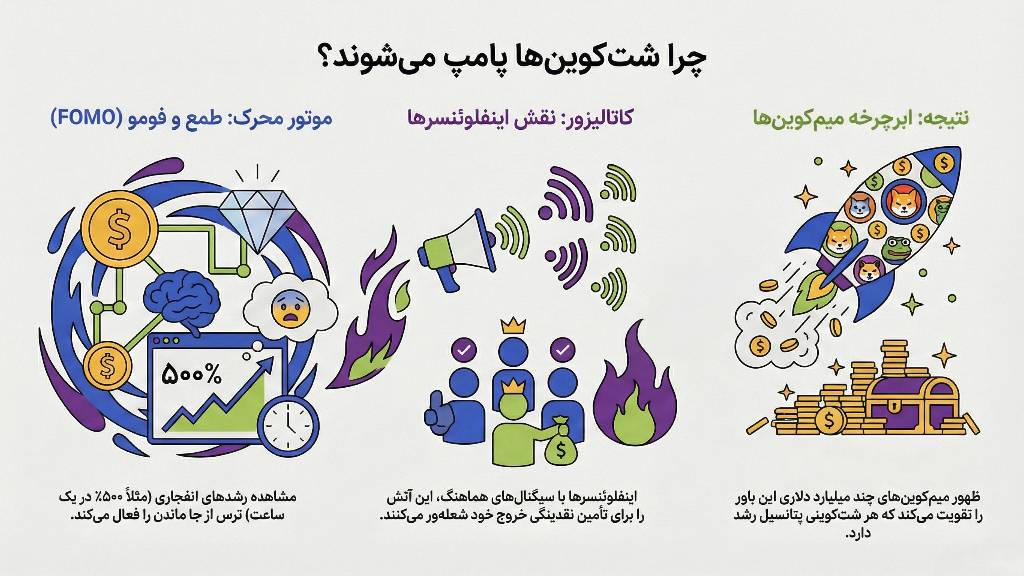 اینفوگرافی چرا شت کوین ها پامپ میشوند