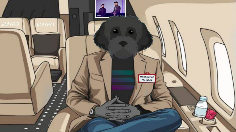 نماد سگ مایرو نشسته در هواپیما با تم کرمی