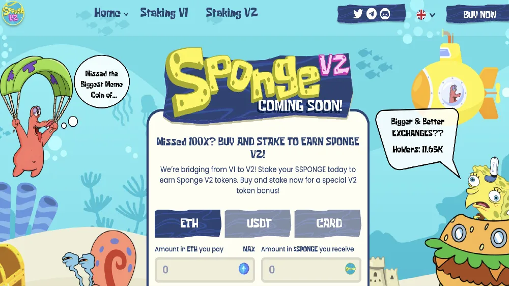 تصویر تبلیغاتی SPONGEV2 به همراه باب اسفنجی زیر دریا