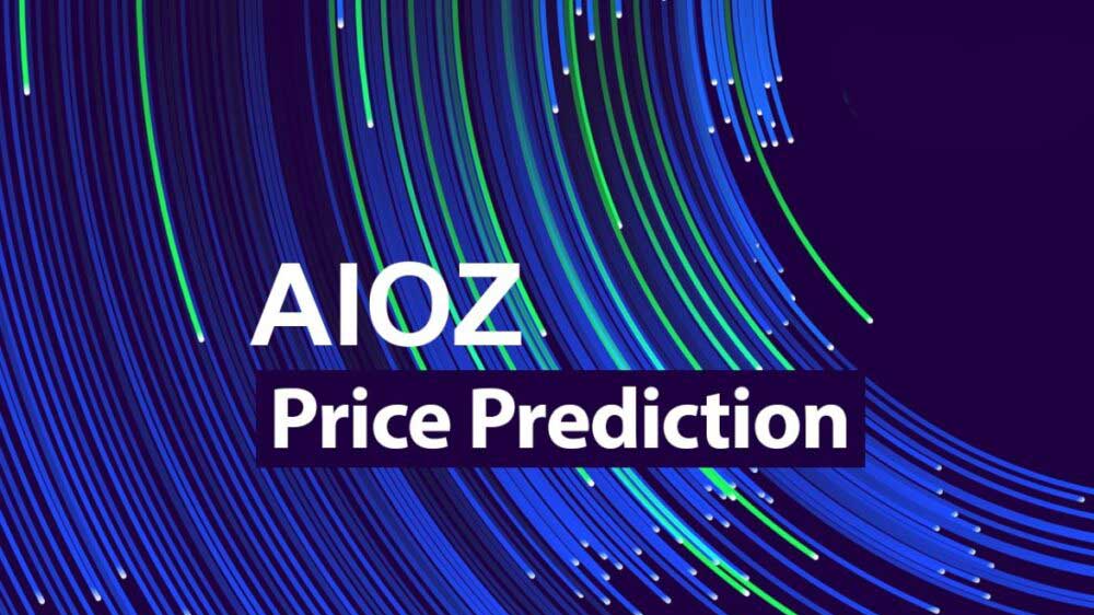 نوشته AIOZ Price Prediction روی پس زمینه آبستره با طراحی آبی
