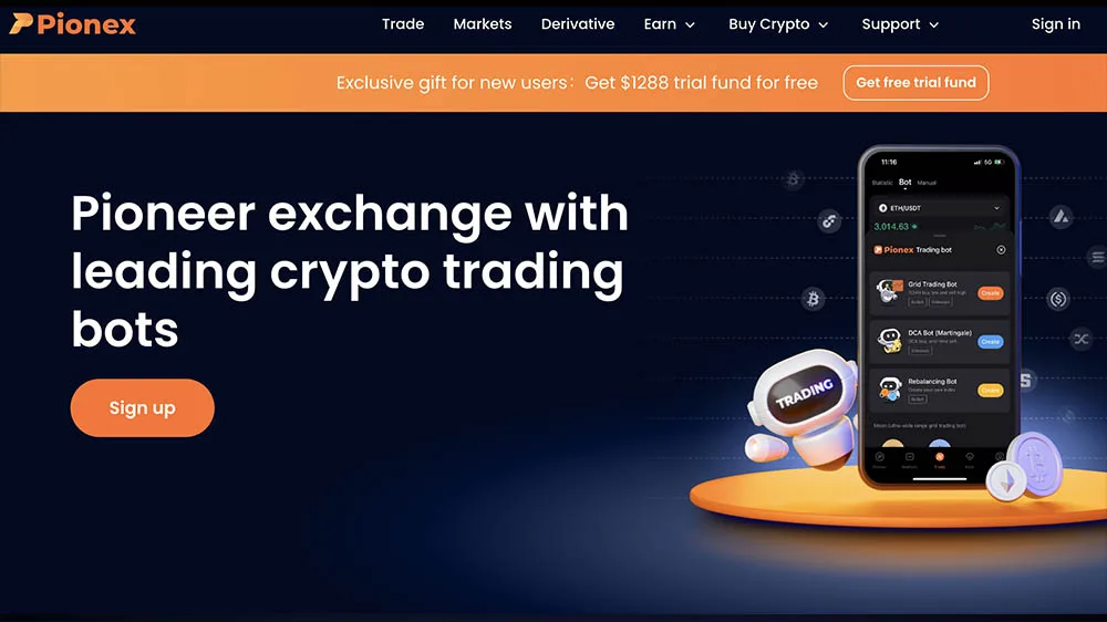 منوی ربات Pionex