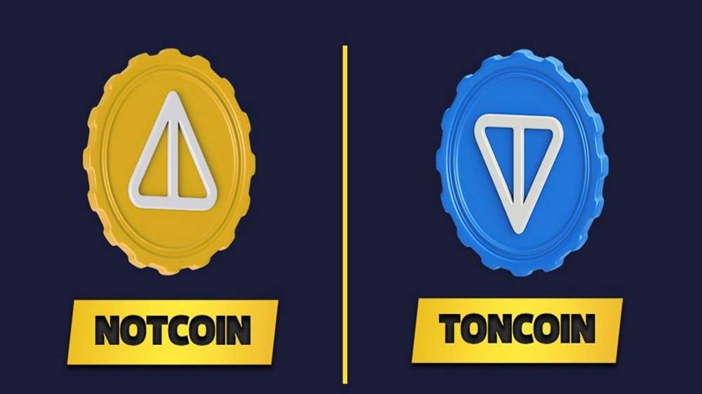 تصویری از دو ارز دیگیتال notcoin و toncoin