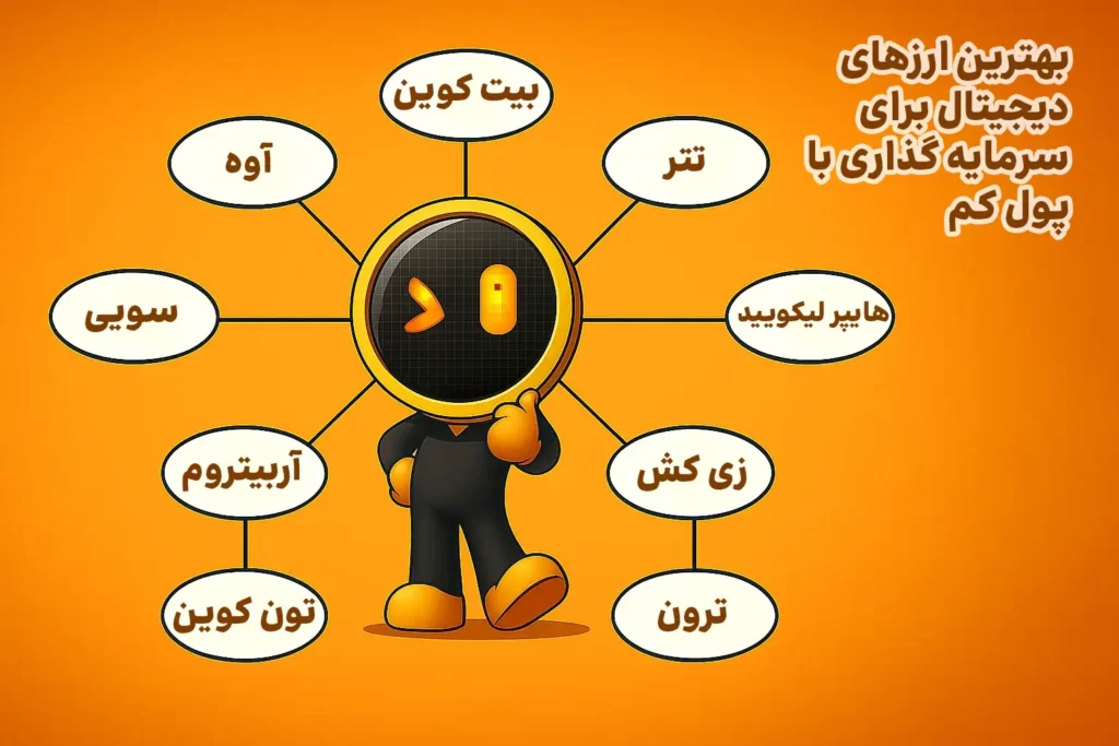 اینفوگرافی بهترین ارز دیجیتال برای سرمایه گذاری با پول کم