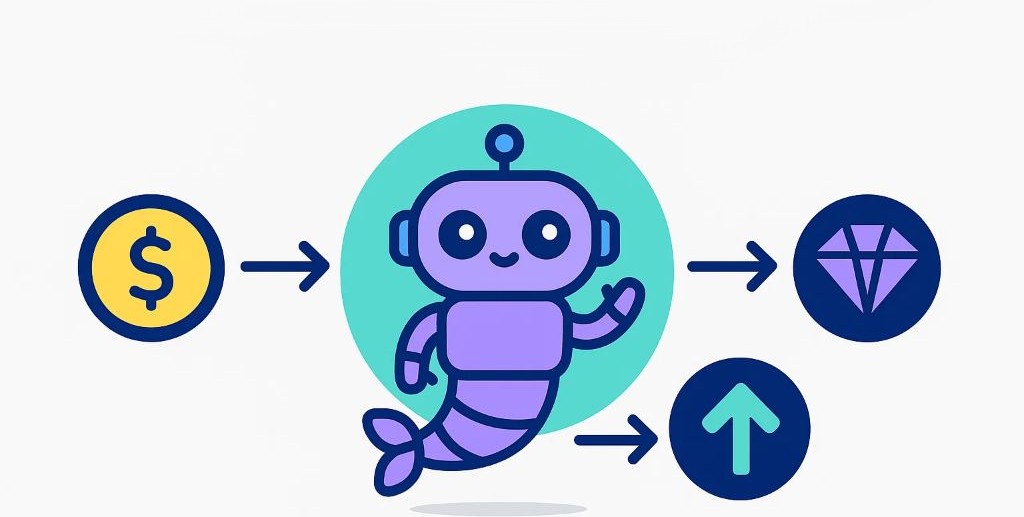 لوگوی شرمپی و ارز دیجیتال و دلار