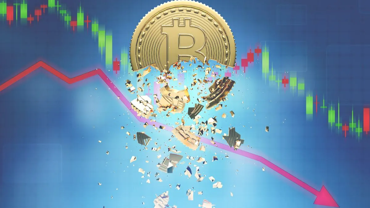 بیت‌کوین در حال خرد شدن با نمودار قرمز نزولی