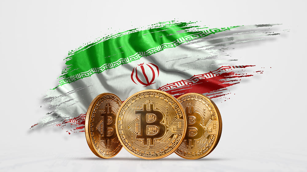 تصویر سه بیت کوین در کنار پرچم ایران