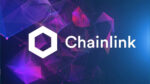 نوشته و نماد Chainlink با پس زمینه بنفش