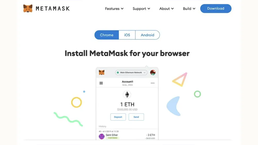 منوی وبسایت متامسک Metamask