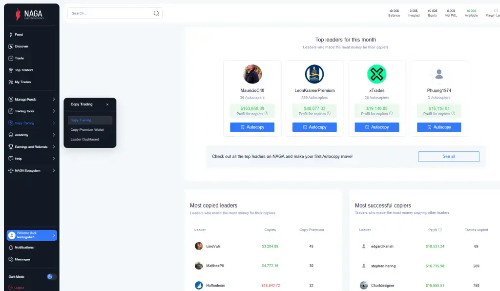 لیست بهترین تریدرها برای کپی تریدینگ در پلتفرم ناگا