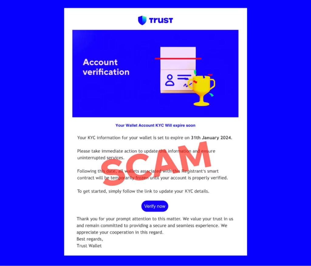 نمونه ایمیل جعلی و کلاهبرداری فیشینگ با موضوع احراز هویت (KYC)