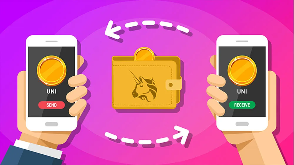 تصویری از انتقال توکن UNI بین دو کیف پول