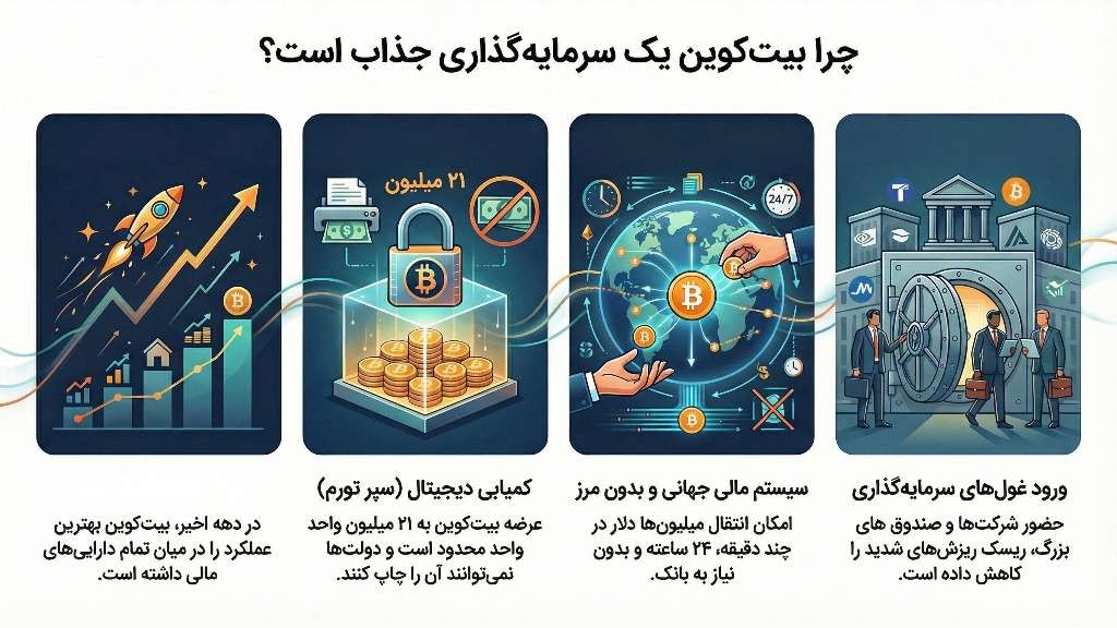 مزایای سرمایه گذاری در بیت کوین