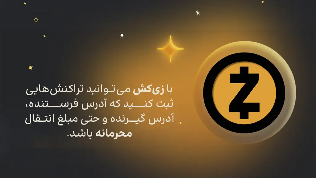 اینفوگرافی ویژگی تراکنش‌های محرمانه در زی کش