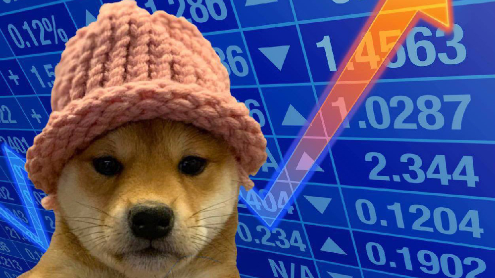 یک سگ با کلاه در مقابل نمودار بازار