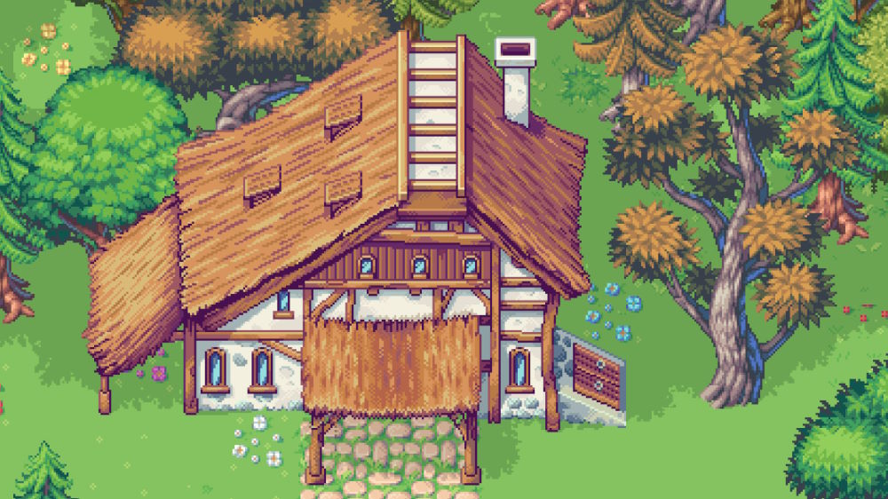 محیط مزرعه و کلبه در بازی Pixels