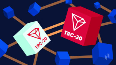 ۲ مکعب با نماد شبکه TRC-20 ترون