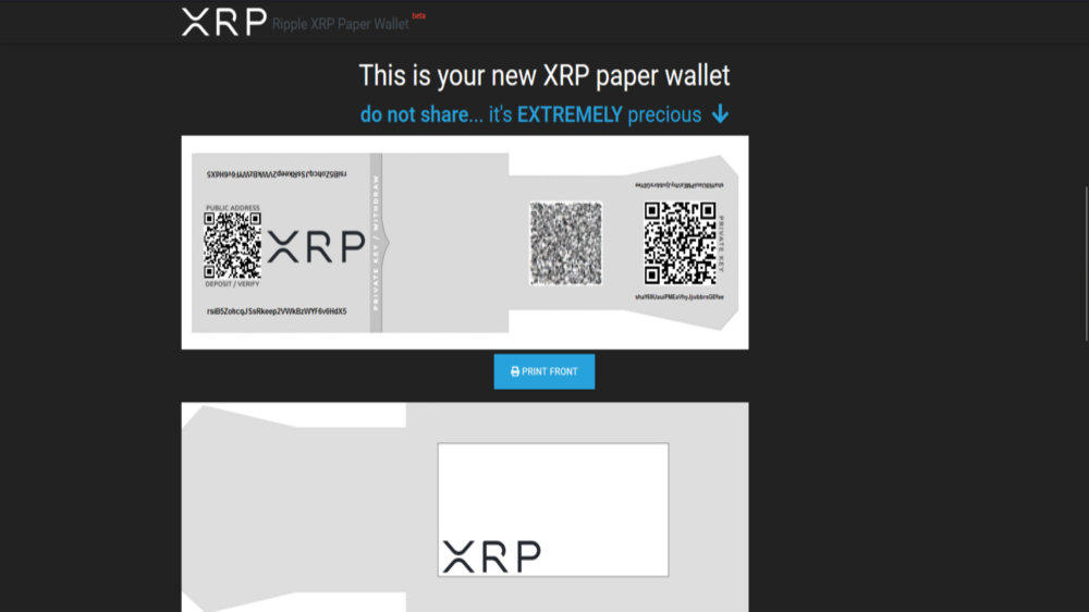 تصویری از ساخت کیف پول کاغذی ریپل در سایت xrppaperwallet