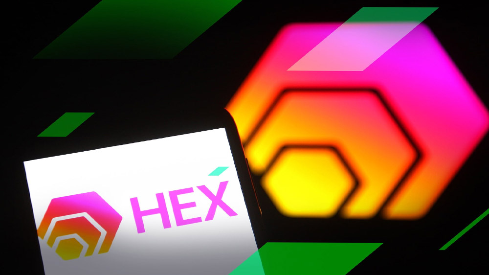 تصویری از لوگوی ارز دیجیتال هگز (HEX) در یک گوشی موبایل 