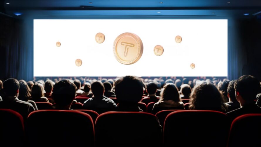مردم در سینما مشغول دیدن تپ سواپ هستند.