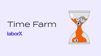 نماد بازی Time Farm و یک ساعت شنی نارنجی رنگ