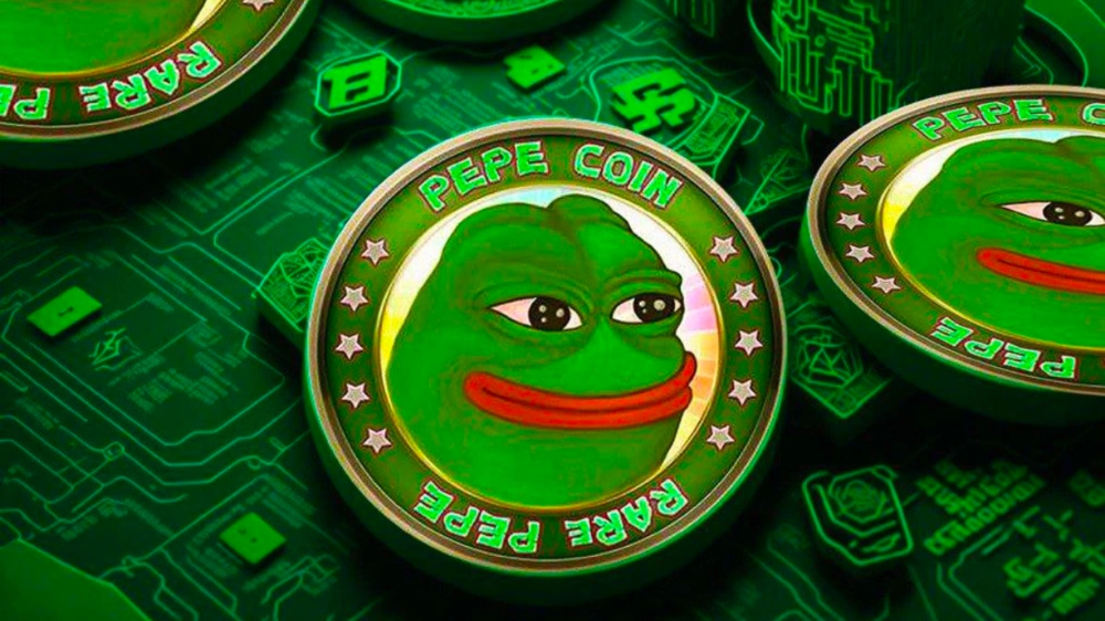 تصویر میم کوین pepe با تم سبز 
