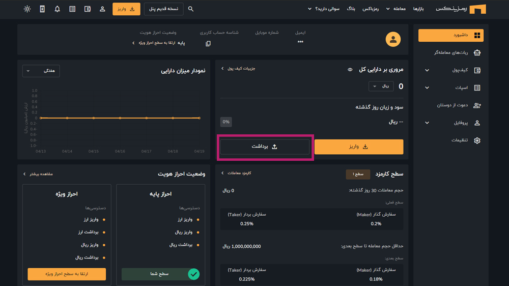 انتخاب گزینه برداشت برای انتقال ارز پاری سن ژرمن به تراست ولت