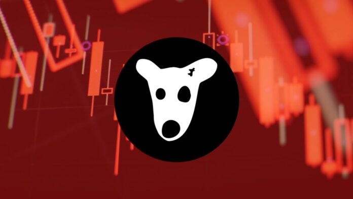 dogs-logo-red-price-char لوگوی داگز و نمودار قرمز قیمت در پسزمینه