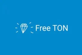 نوشته Free Ton پس زمینه آبی