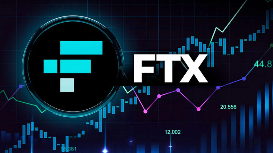 نماد ارز دیجیتال FTX در میان صفحه.