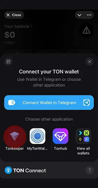 انتخاب کیف پول دلخواه در بازی نات کوین
