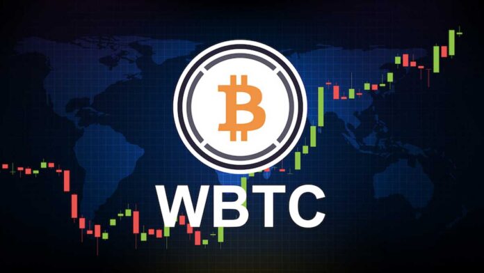what-is-wbtc توکن رپد بیتکوین با پسزمینهای از نمودار قیمت ارز دیجیتال.