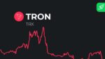 یک نمودار قیمتی از ترون به همراه لوگوی آن و تصویر یک فضاپیمای کوچک