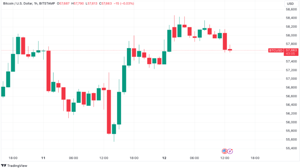 نمودار تغییر روند قیمت بیت کوین