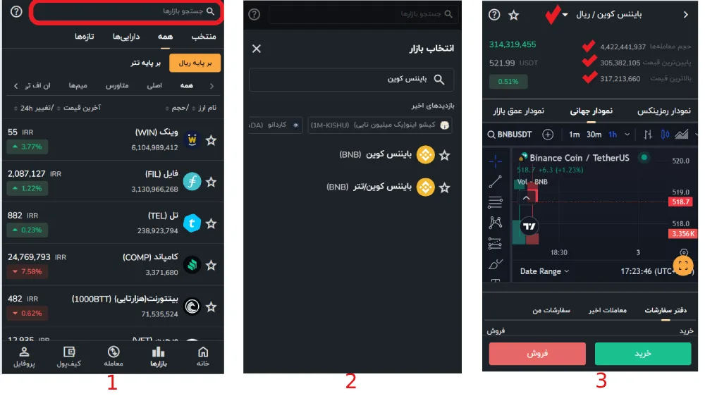صفحات خرید حرفهای ارز بایننس در رمزینکس