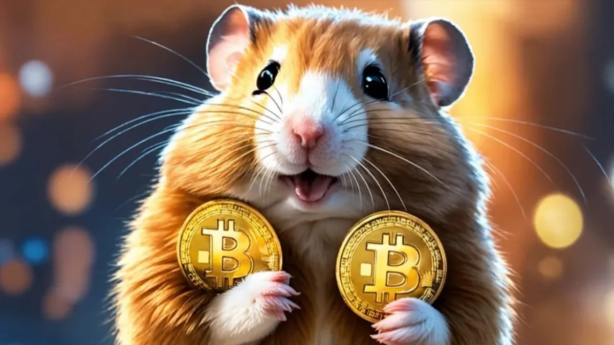 sell-hamster-in-tonkeeper یک همستر با در دست داشتن دو سکه بیت کوین