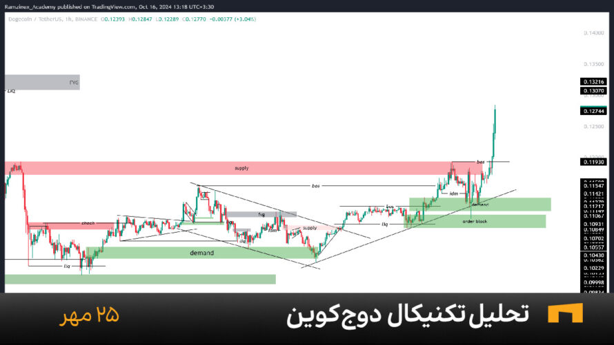 نمودار یک ساعته دوج کوین امروز 25 مهر