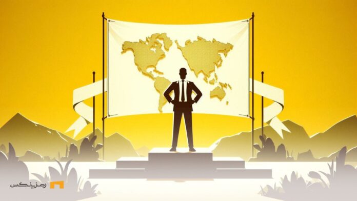 justin-sun-liberland-prime-minister فردی مقابل نقشه جهان