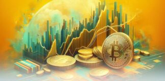 کاهش سرمایهگذاری در بازار ارزدیجیتال فشار بر بیت کوین و اتریوم را افزایش میدهد بیت کوین و خورشیدی در پشت و نمودارهای رو به بالا