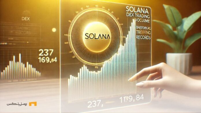 Historical-record-DEX-Solana-trading-volume افزایش تاریخی حجم معاملات DEX و احتمال رسیدن سولانا به ۳۰۰ دلار