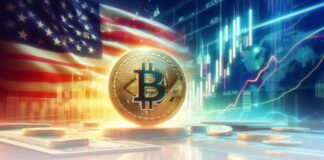 بیت کوین برای اولین بار به ۸۰,۰۰۰ دلار رسید بیت کوین پرچم امریکا