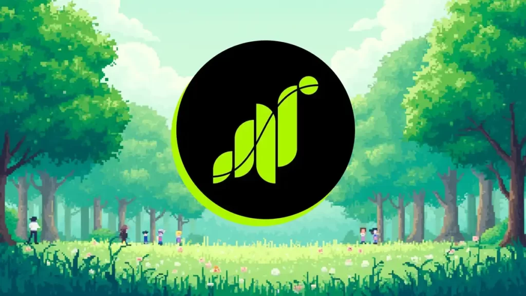 لوگوی گرس (GRASS) در پسزمینه جنگل برای اطلاعیه لیستینگ آن.