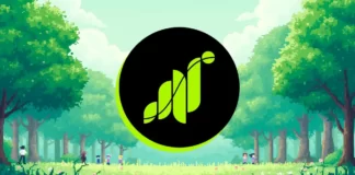 گرس (GRASS) در رمزینکس لیست شد! لوگوی گرس (GRASS) در پسزمینه جنگل برای اطلاعیه لیستینگ آن.